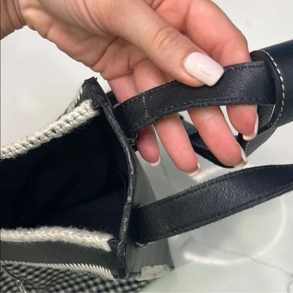Loewe Hammock Tweed Black/White Small Tote Bag with Classic Checkered Pattern - Picture 13 of 16